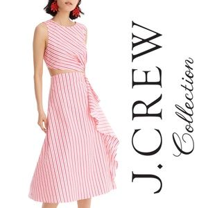 J. Crew Collection Stripe Cutout Poplin Dress